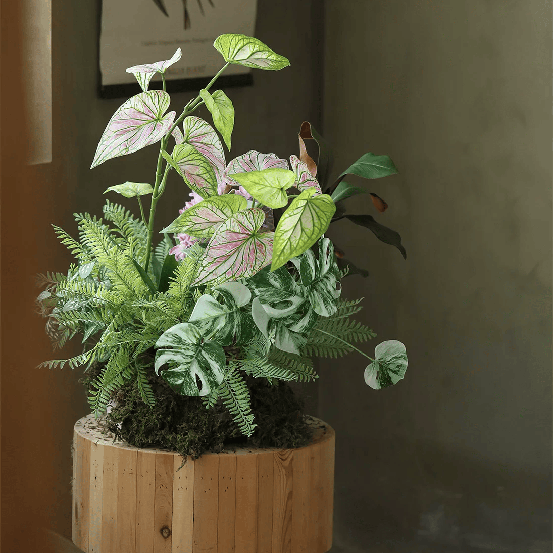 Artificial Variegated Monstera Root Pick – 17.3"