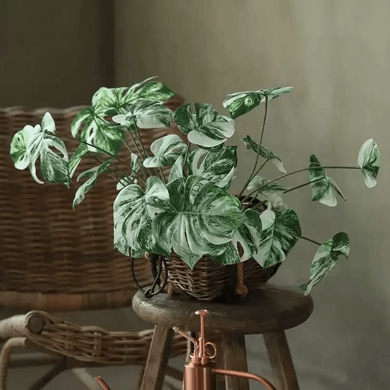 Artificial Variegated Monstera Root Pick – 17.3"