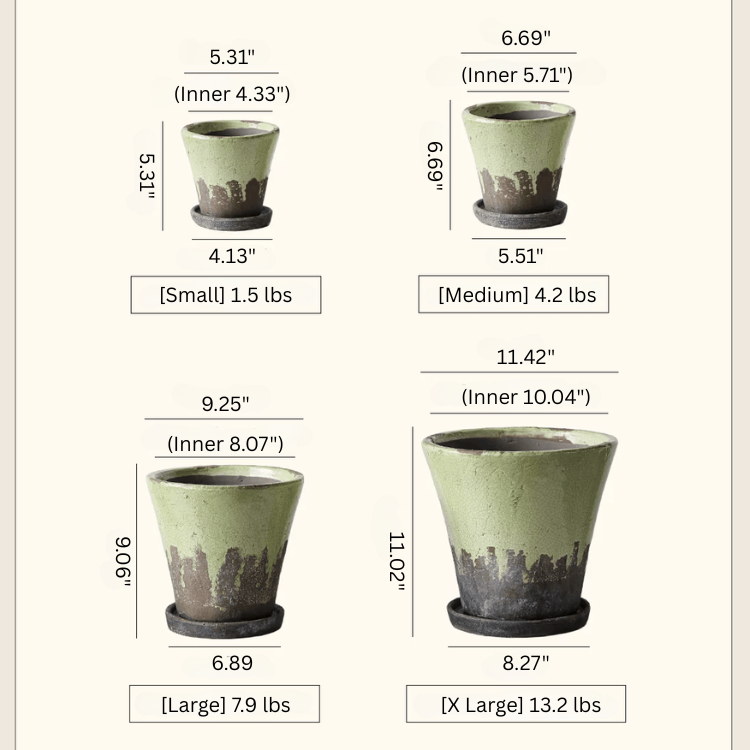 Weathered Heritage Ceramic Flower Pot with Saucer