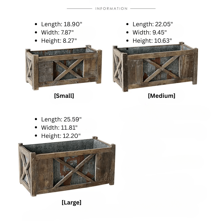 Weathered Wood and Metal Garden Storage Planter