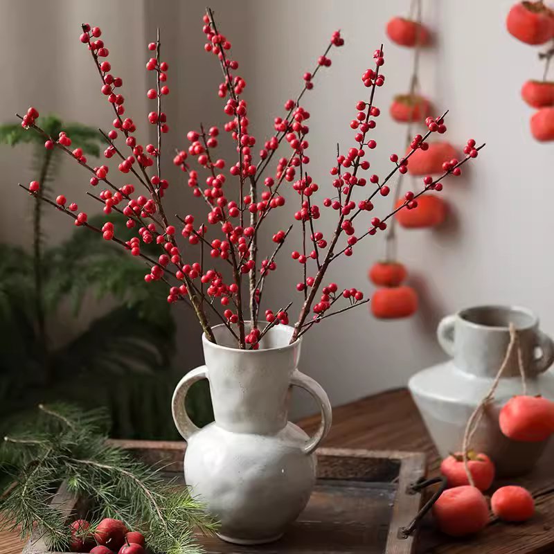 Artificial Red Winterberry Stem