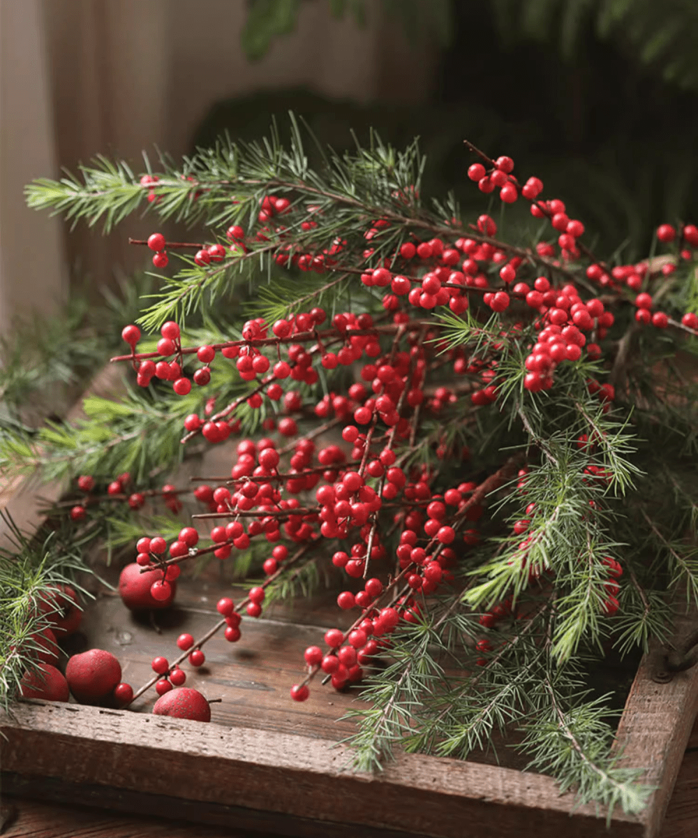 Artificial Red Winterberry Stem