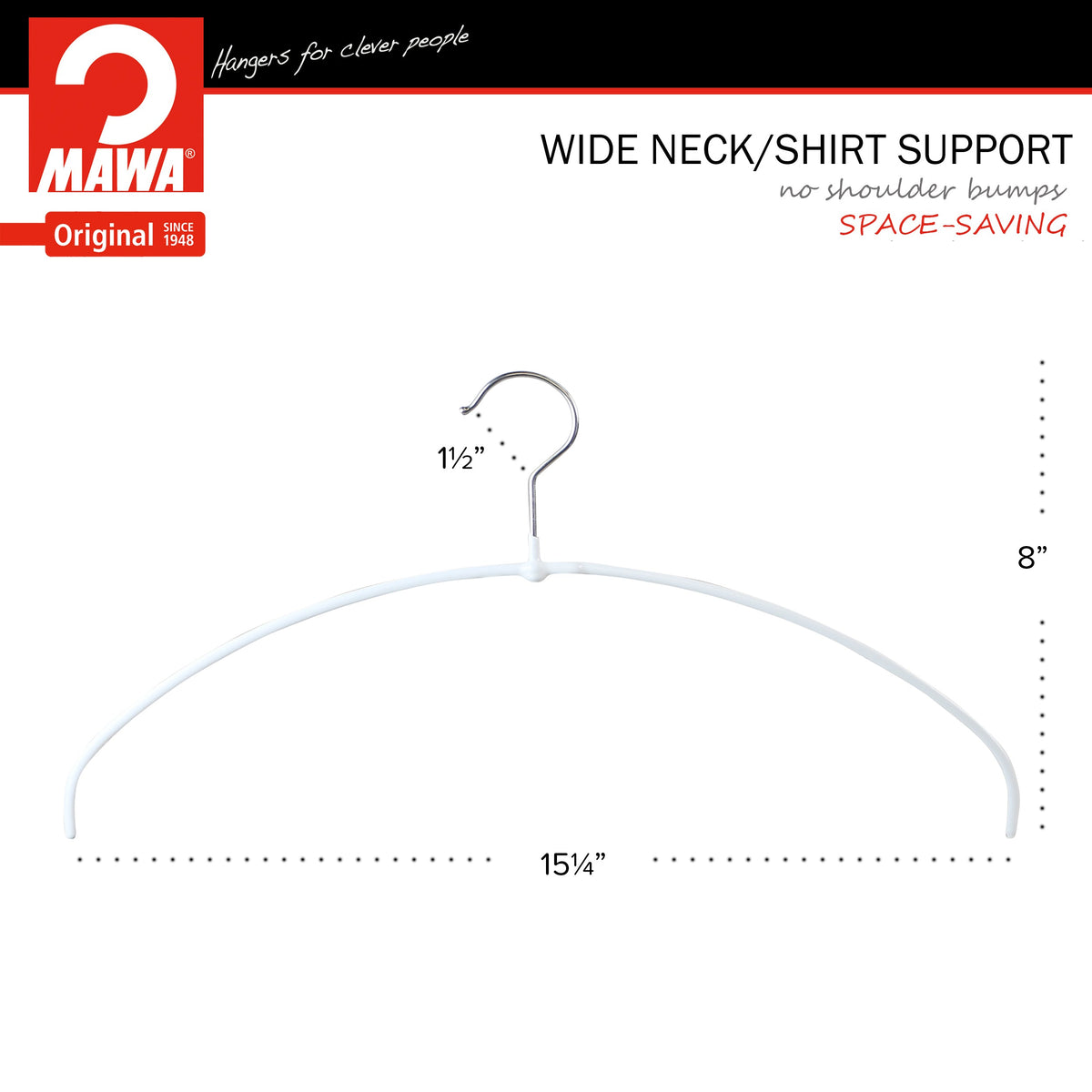 MAWA Euro Ultra Thin 40-PT Hanger, White
