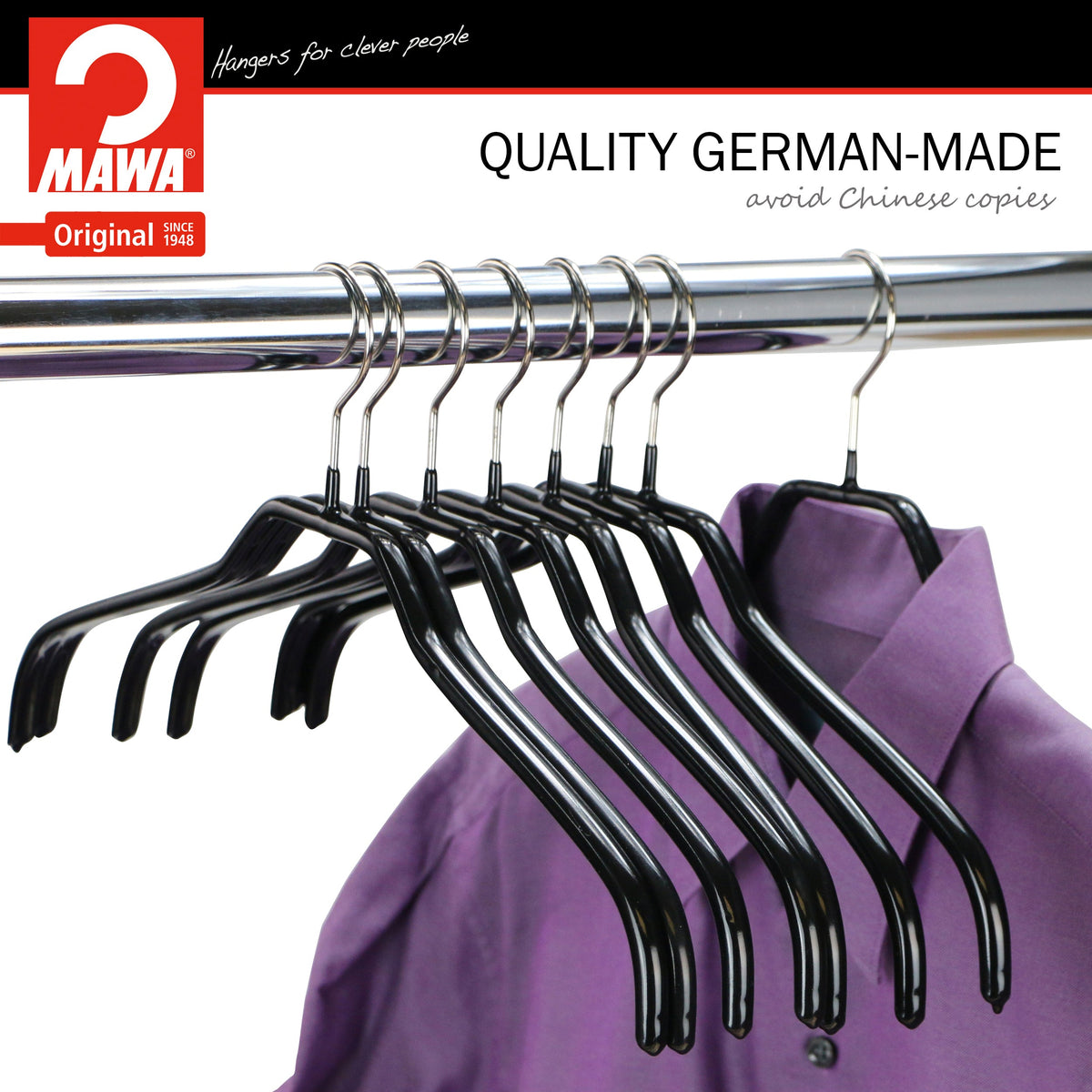 MAWA Silhouette Extra Wide 45-F Hanger, Black