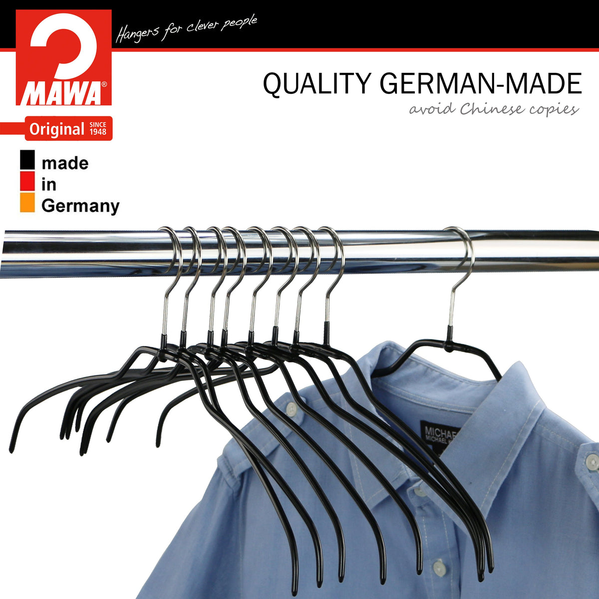 MAWA Silhouette Ultra Thin 42-FT Hanger, Black
