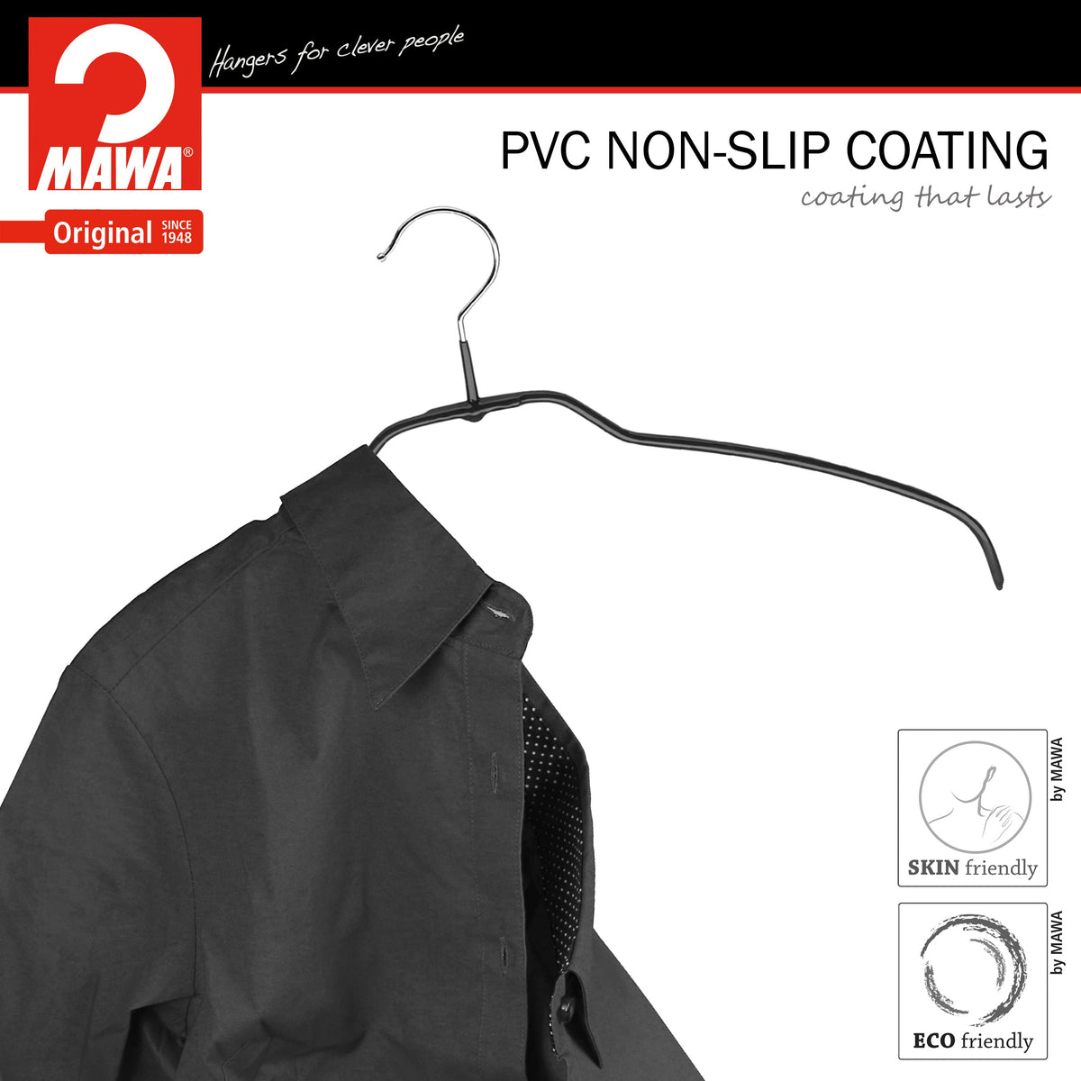 MAWA Silhouette Ultra Thin Narrow 36-FT, Hanger, Black
