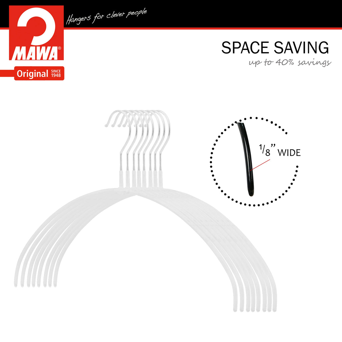 MAWA Euro Ultra Thin 40-PT Hanger, White