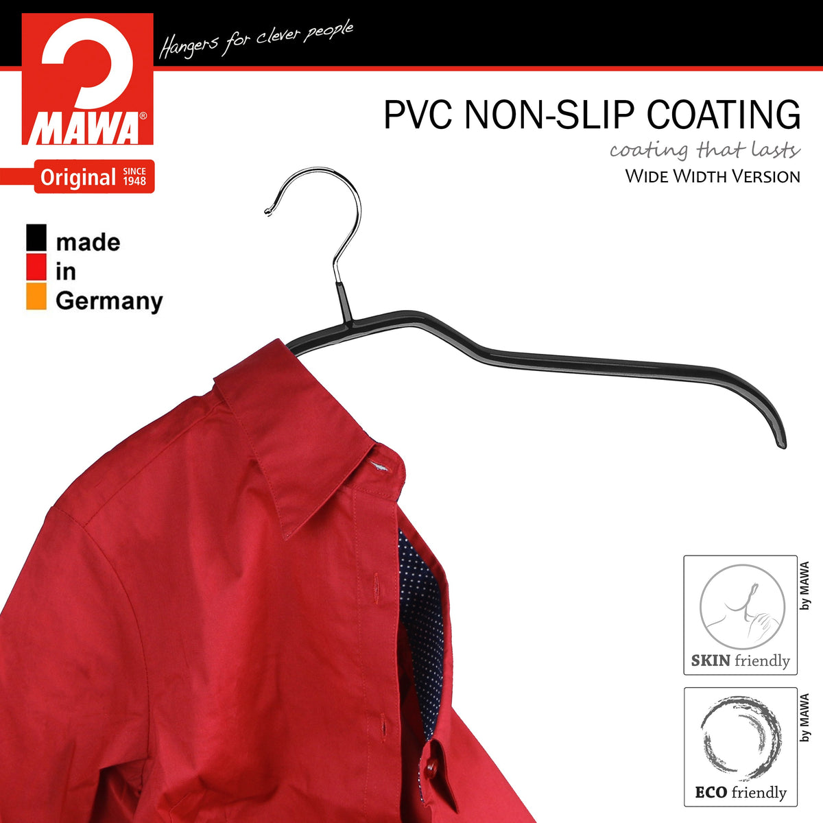 MAWA Silhouette Extra Wide 45-F Hanger, Black
