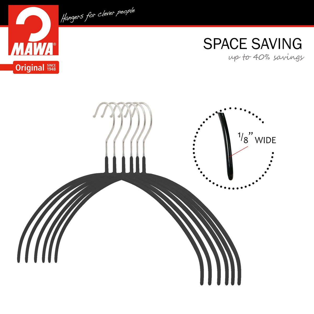 MAWA Euro Ultra Thin 36-PT Hanger, Black