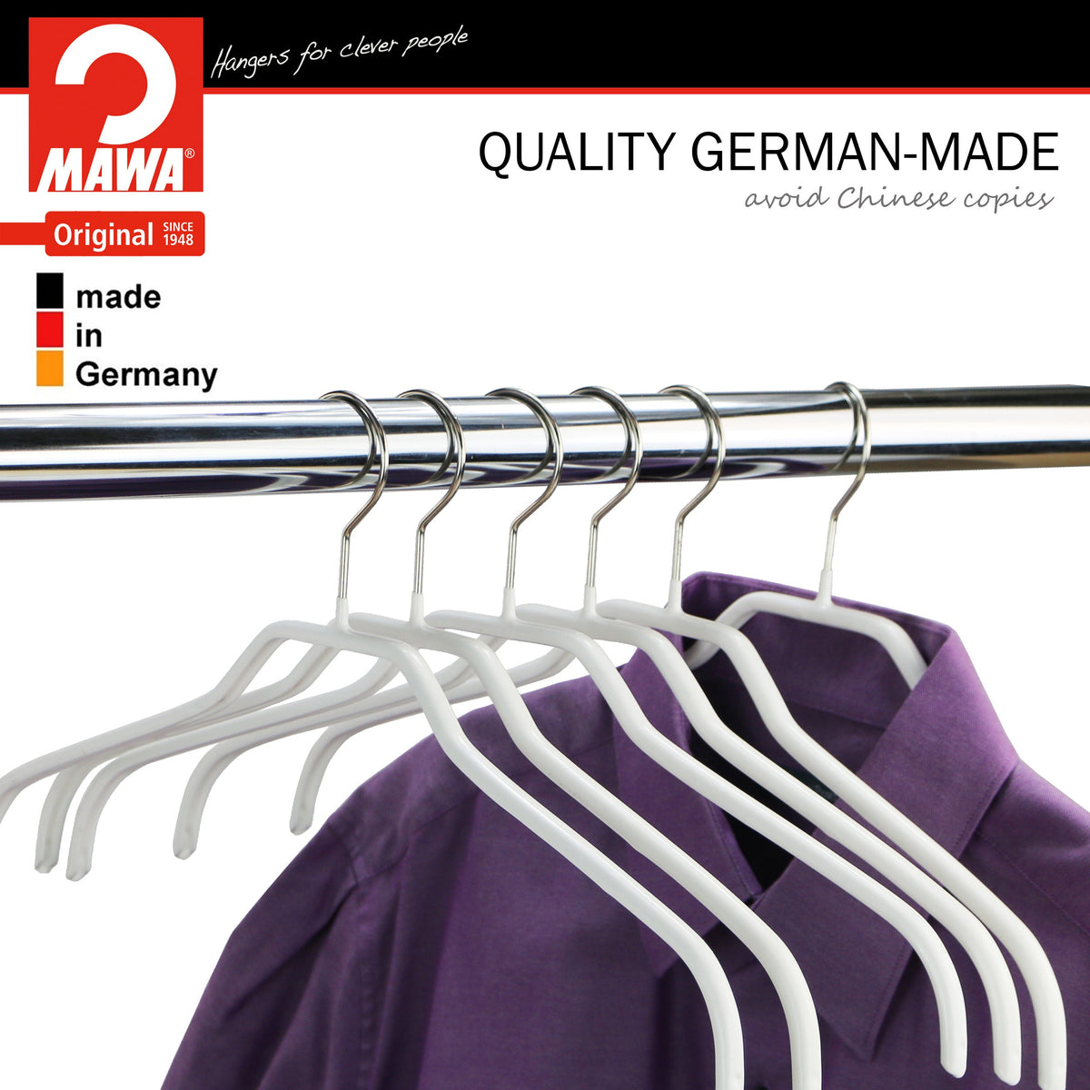 MAWA Silhouette 36-F Narrow Hanger, White