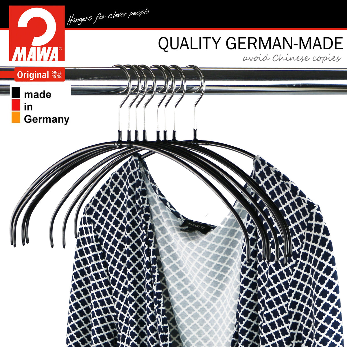 MAWA Euro Ultra Thin 36-PT Hanger, Black