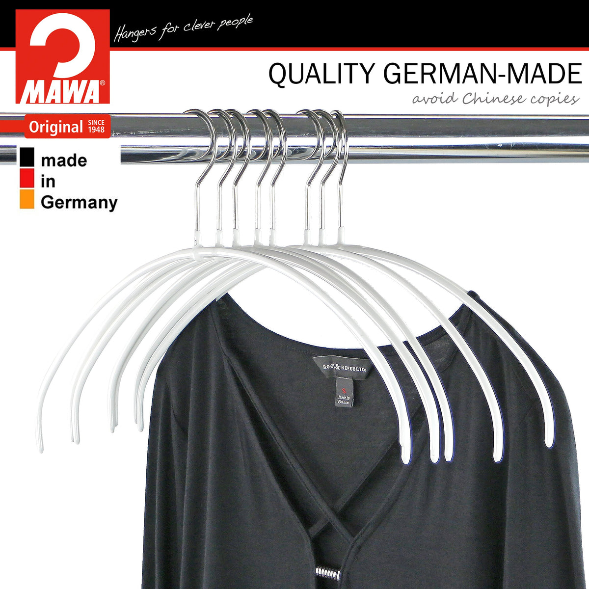 MAWA Euro Ultra Thin 40-PT Hanger, White