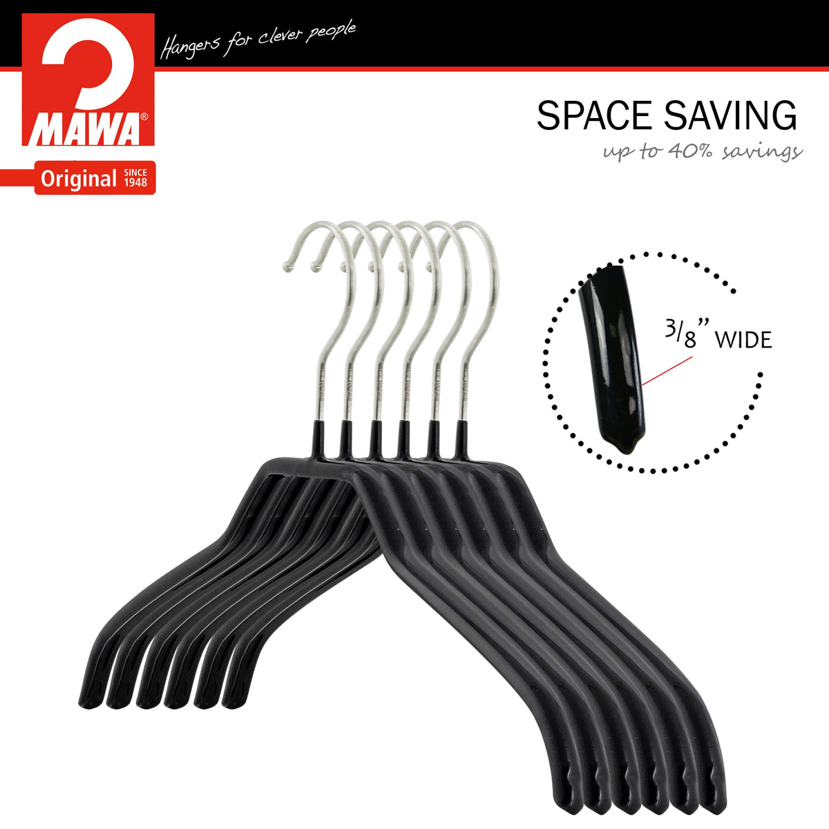 MAWA Silhouette Extra Wide 45-F Hanger, Black