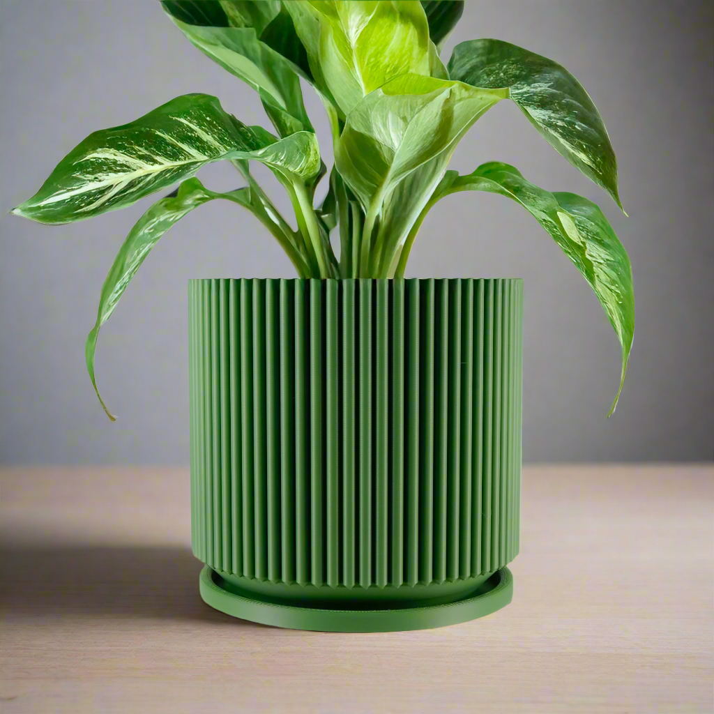 Mid-Century Ribbed Planter