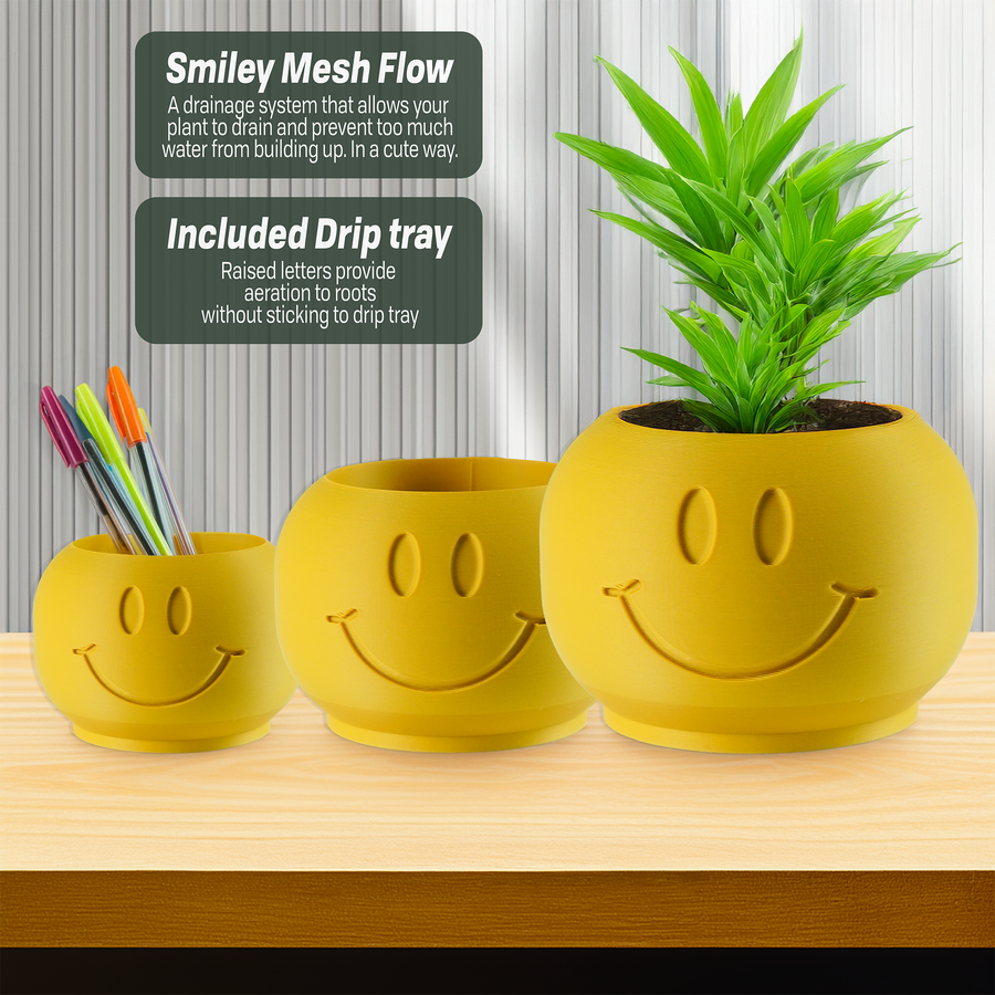 Happy Sprout Smiley Face Planter with Drainage