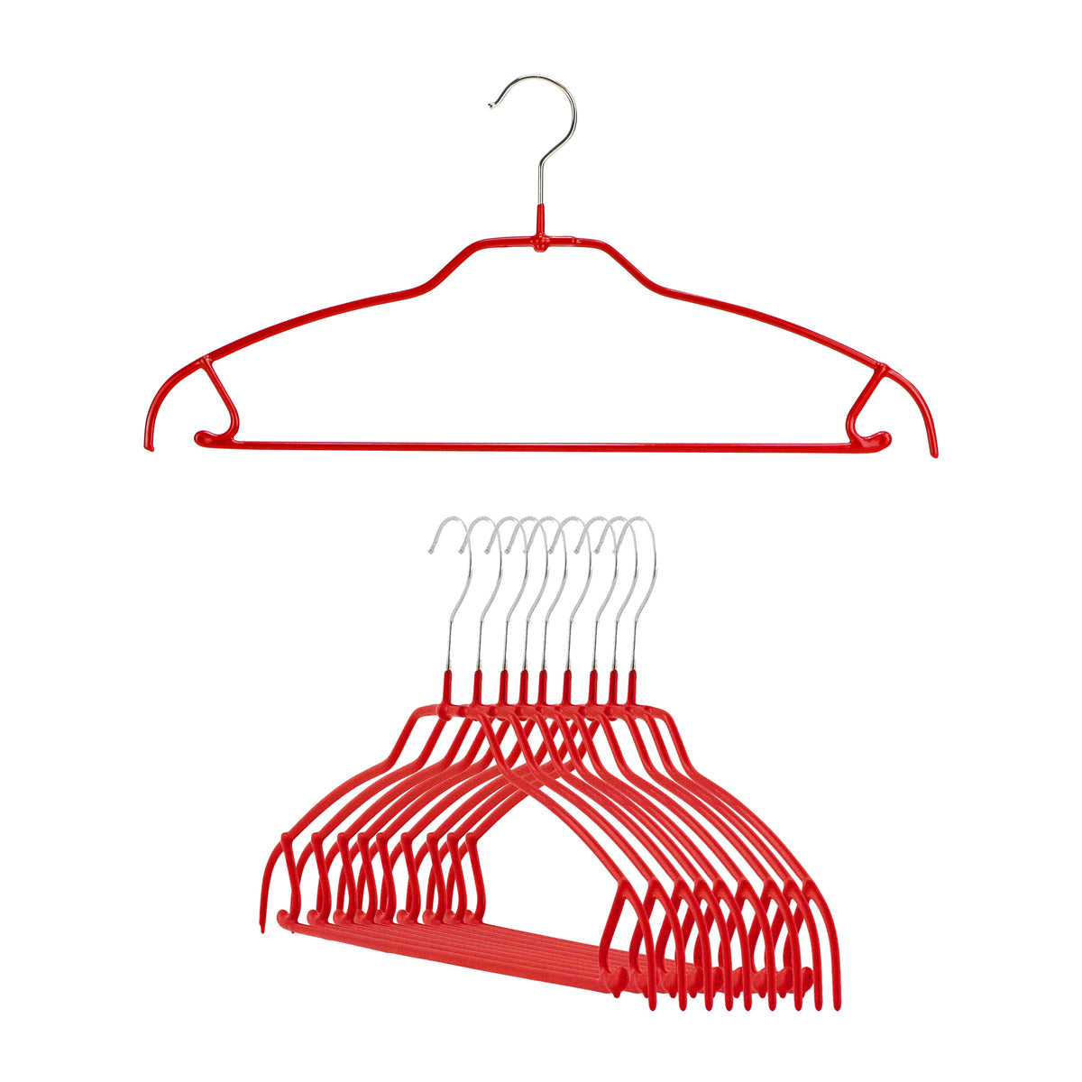 MAWA Silhouette Ultra Thin 42-FTU Hanger with Pant Bar & Skirt Hooks, Red