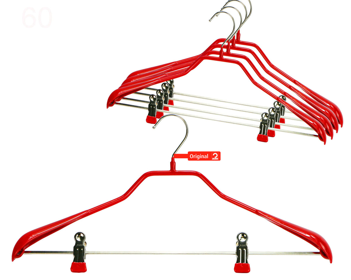 MAWA BodyForm 42-LK Hanger with Pant Bar & Clips, Red