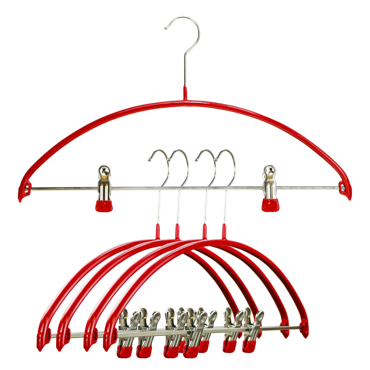 MAWA Euro 40-PK Hanger with Pant Bar & Two Clips, Red