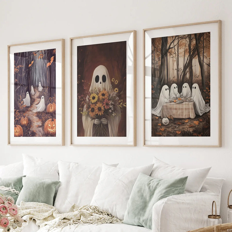 Charming and Spooky Art for Fall Season Poster