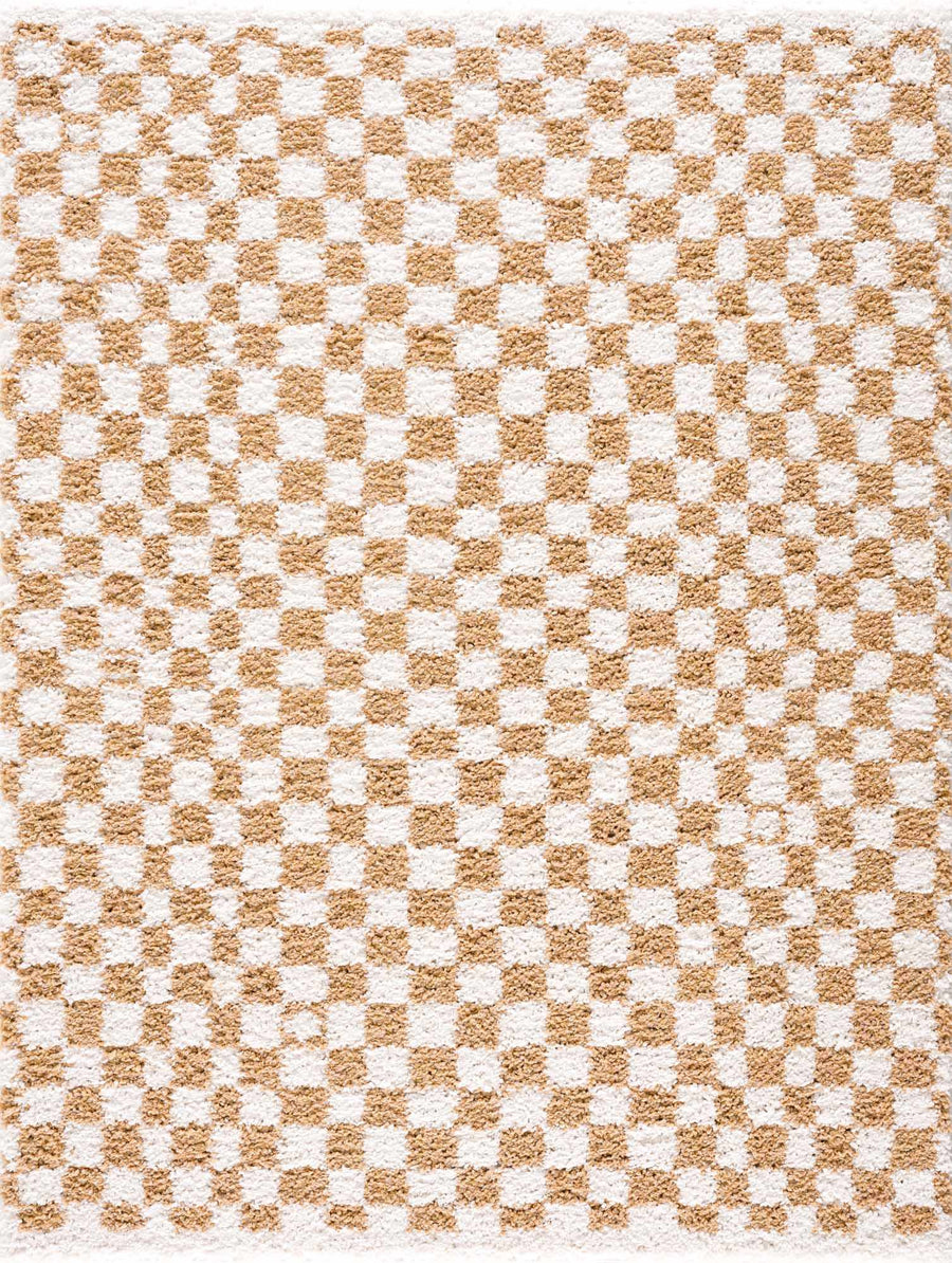 Kieu Mustard & Ivory Checkered Area Rug