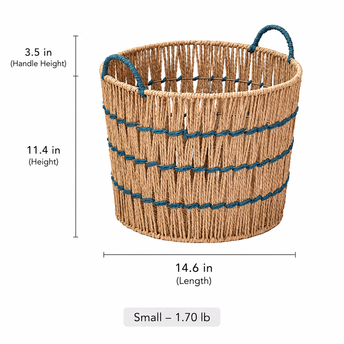 Blue Accent Cotton and Jute Rope Storage Basket