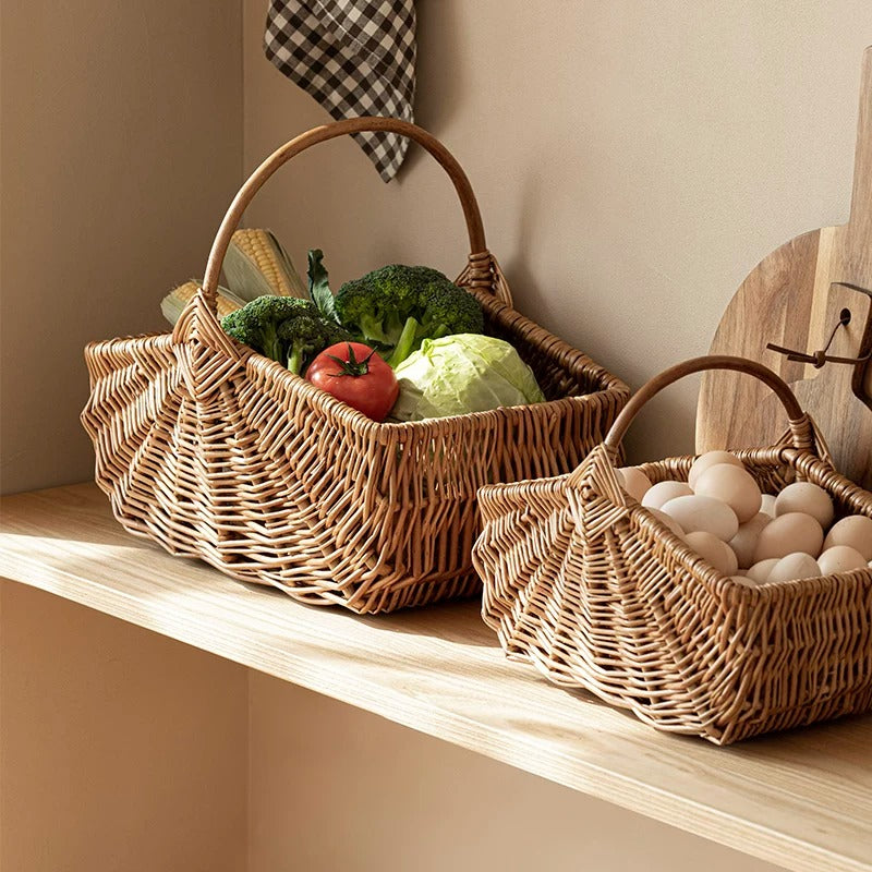 Fan-Woven Willow Market Basket