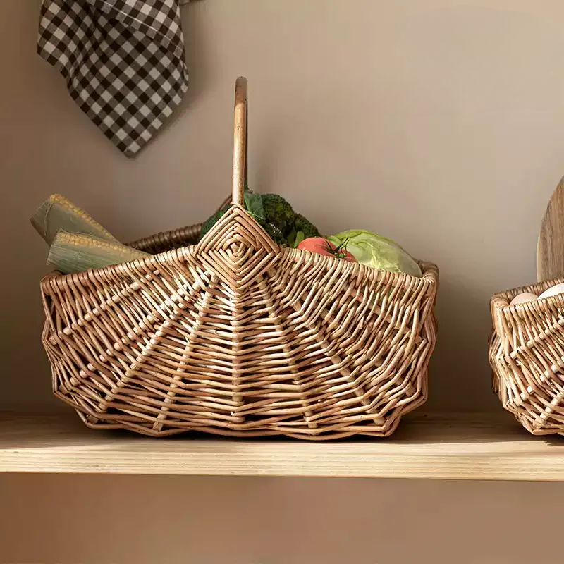 Fan-Woven Willow Market Basket