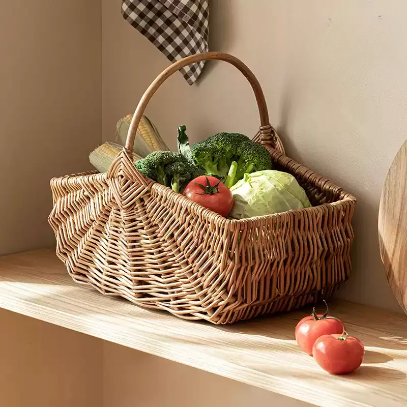 Fan-Woven Willow Market Basket