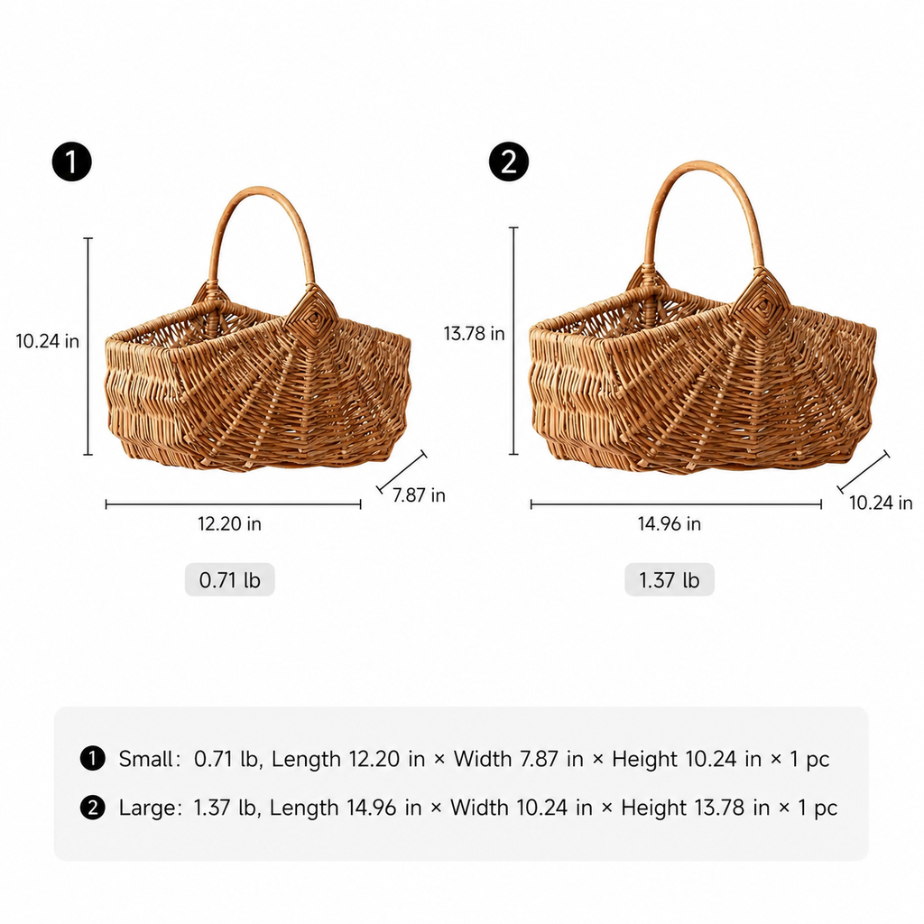 Fan-Woven Willow Market Basket