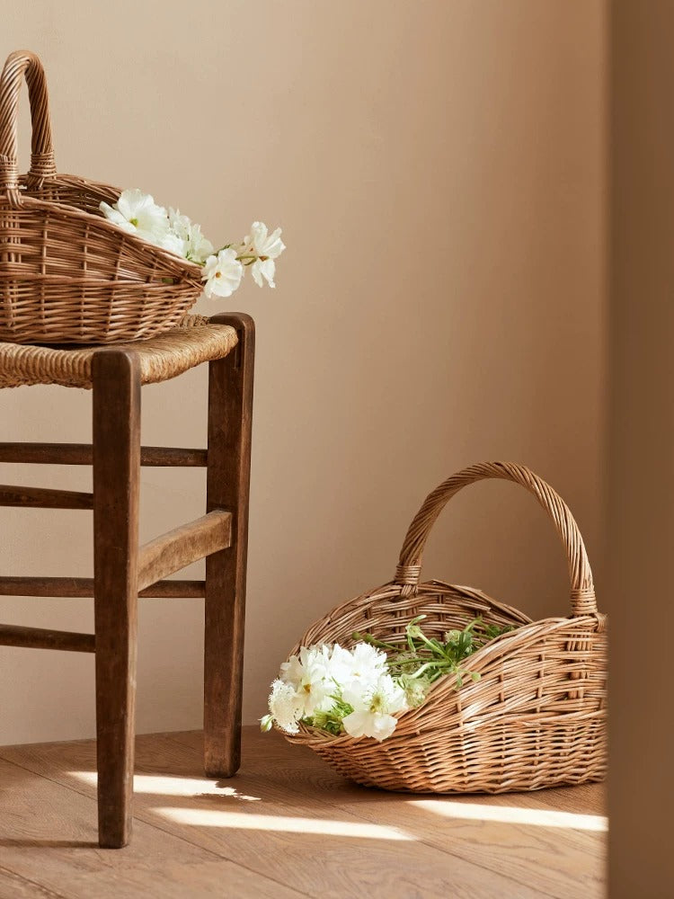 Handled Wicker Harvest Basket
