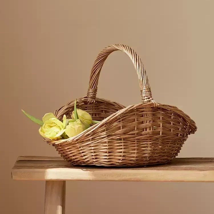 Handled Wicker Harvest Basket