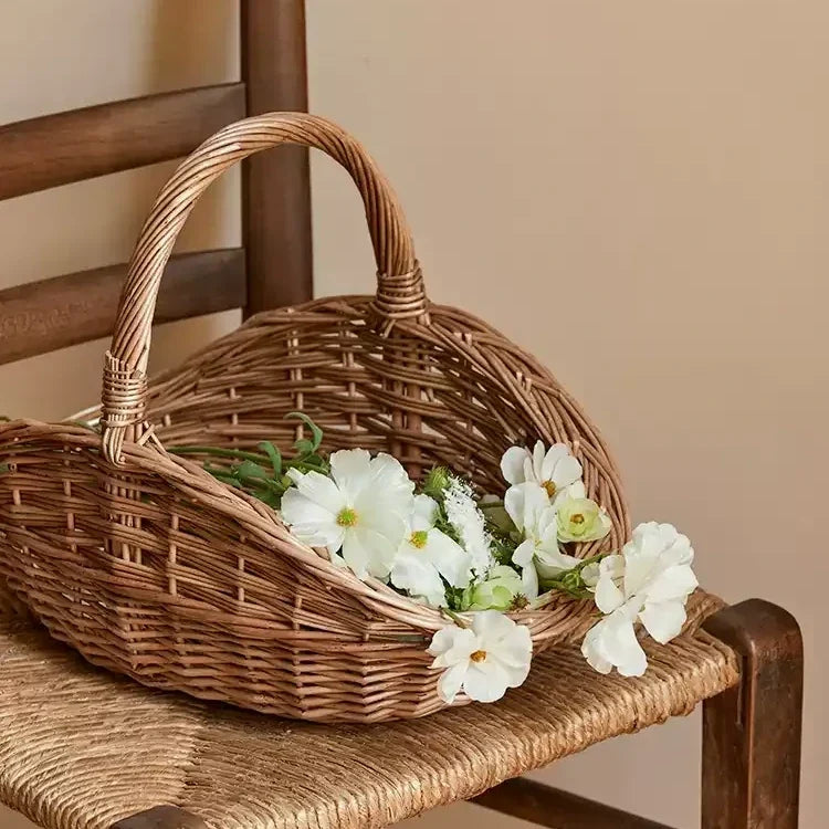 Handled Wicker Harvest Basket