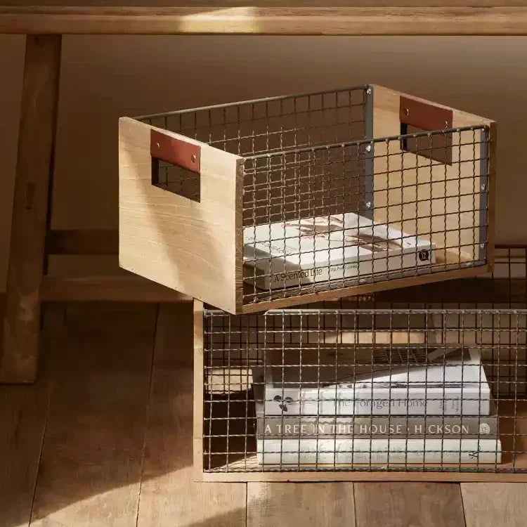 Industrial Farm Wood and Wire Mesh Storage Crate