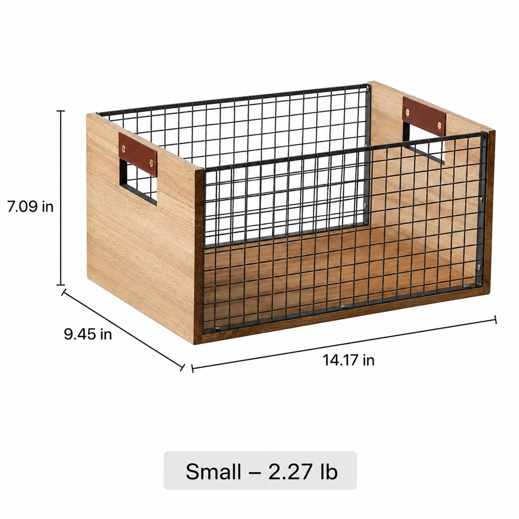 Industrial Farm Wood and Wire Mesh Storage Crate