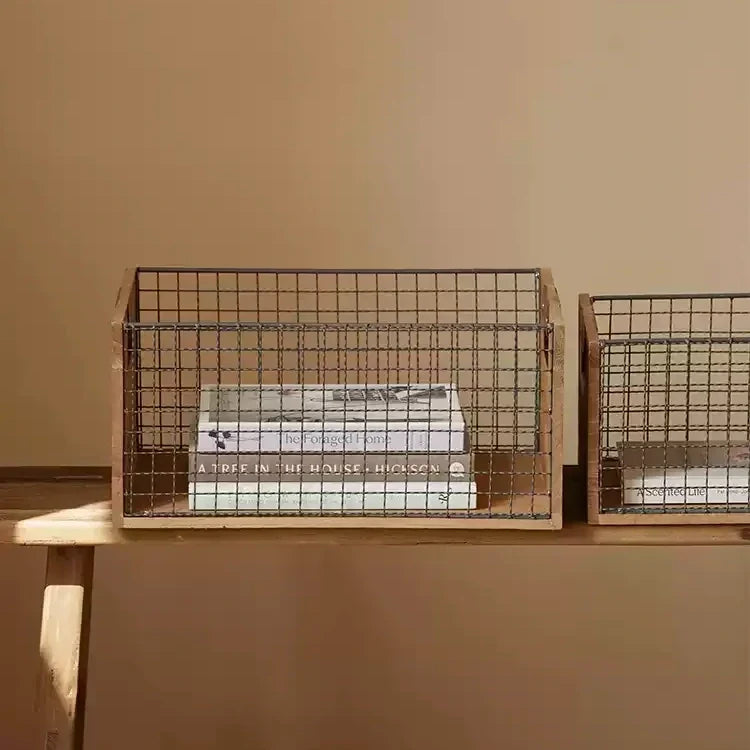 Industrial Farm Wood and Wire Mesh Storage Crate