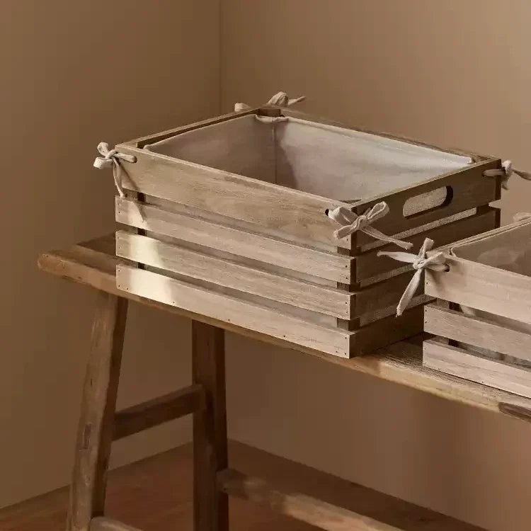 Linen-Lined Wooden Crate