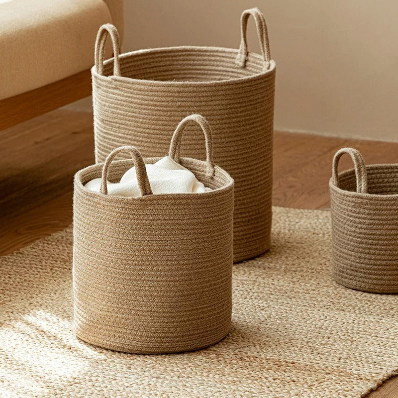 Cotton and Jute Rope Laundry Basket