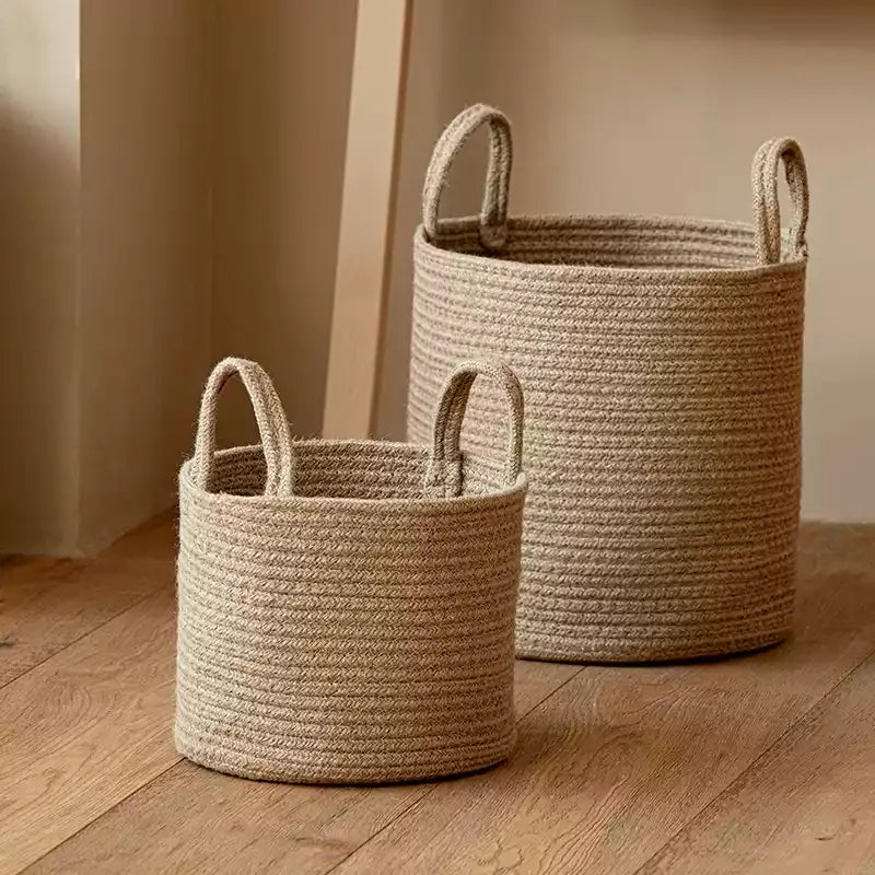 Cotton and Jute Rope Laundry Basket