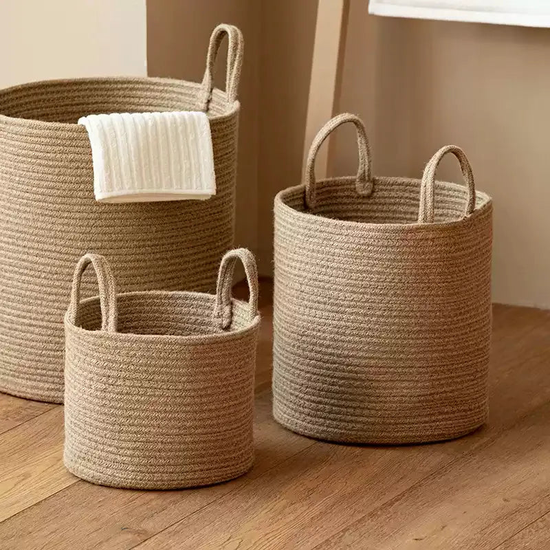 Cotton and Jute Rope Laundry Basket