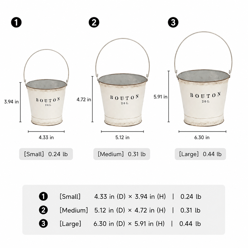 White Farmhouse Bucket Planter