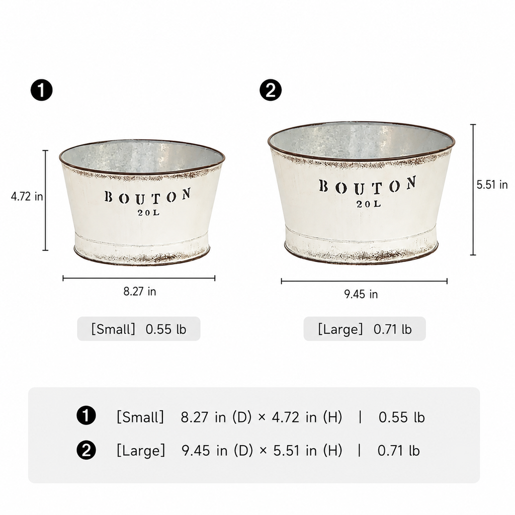 White Vintage Trough Metal Planter