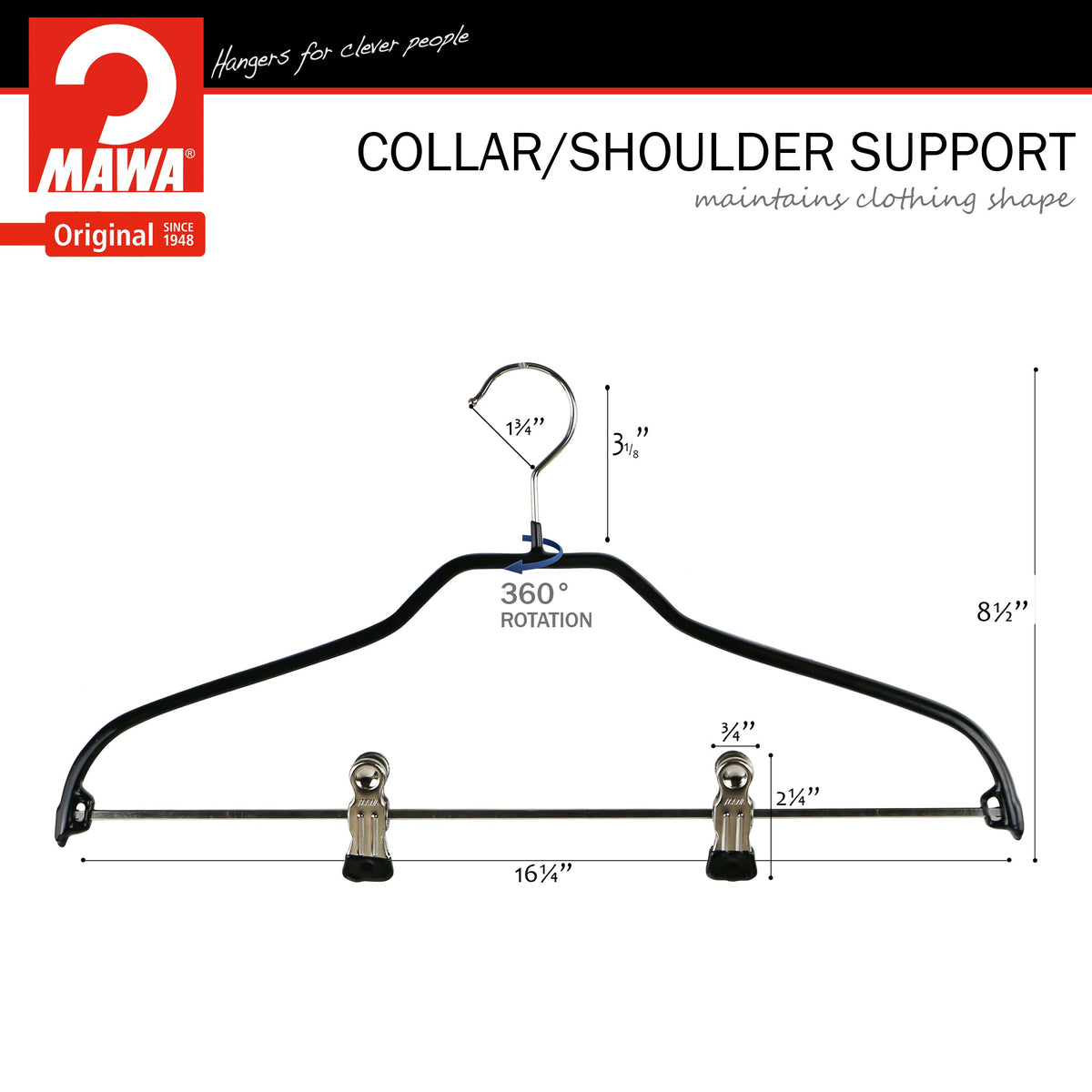 MAWA Silhouette 40-FK Hanger with Pant Bar & Two Clips, Red