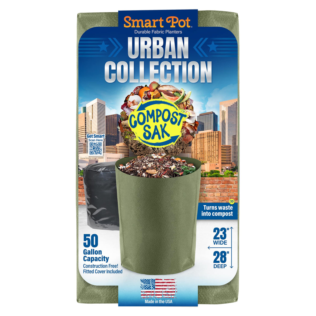 Smart Pot Urban Compost Sak 50-Gallon Fabric Compost Bag