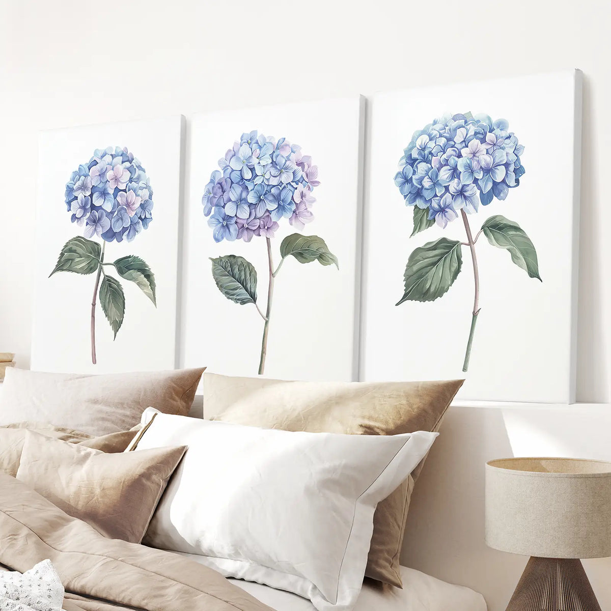 Light Blue Hydrangea Flower Wall Art Poster Set