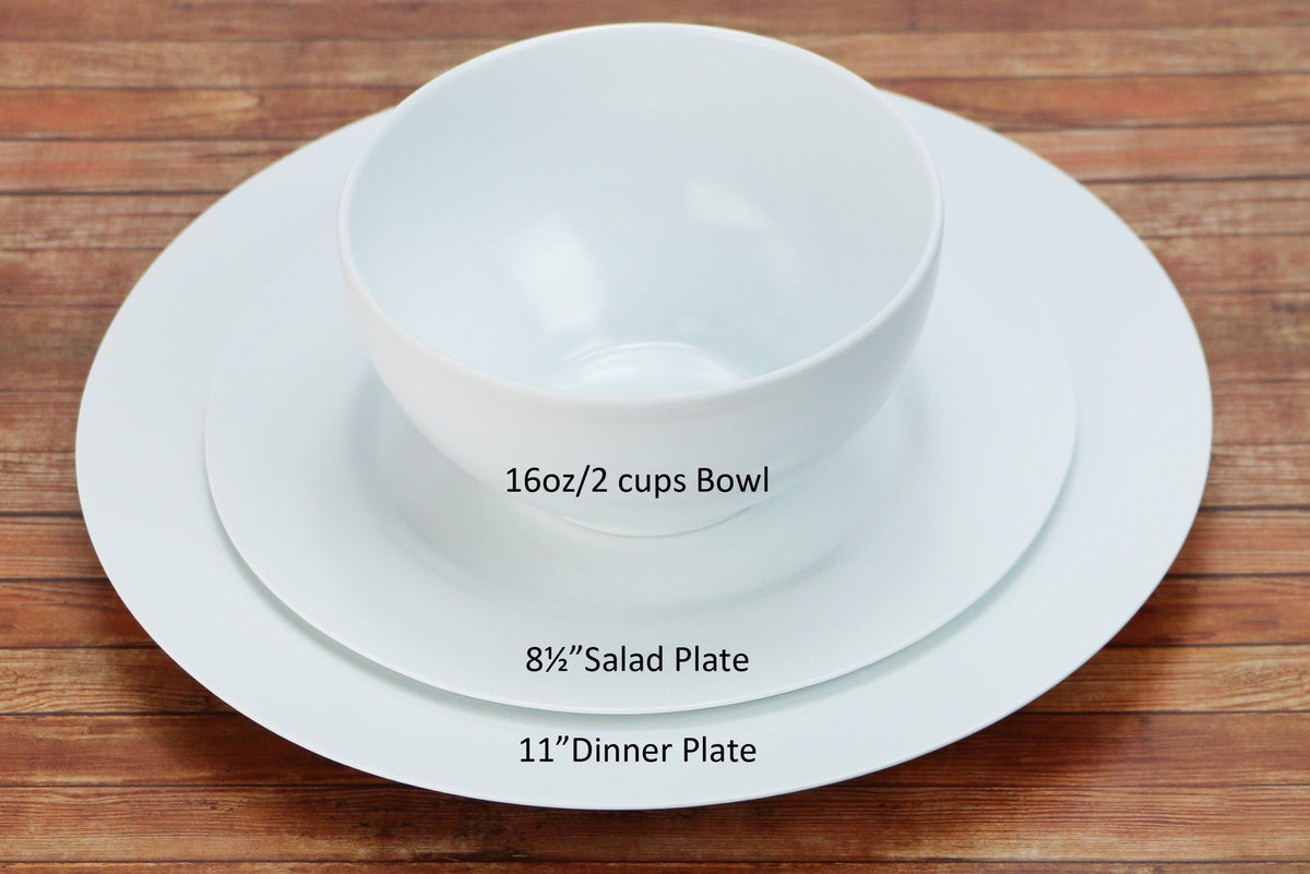 6pc Melamine Dinner Plate Set, White