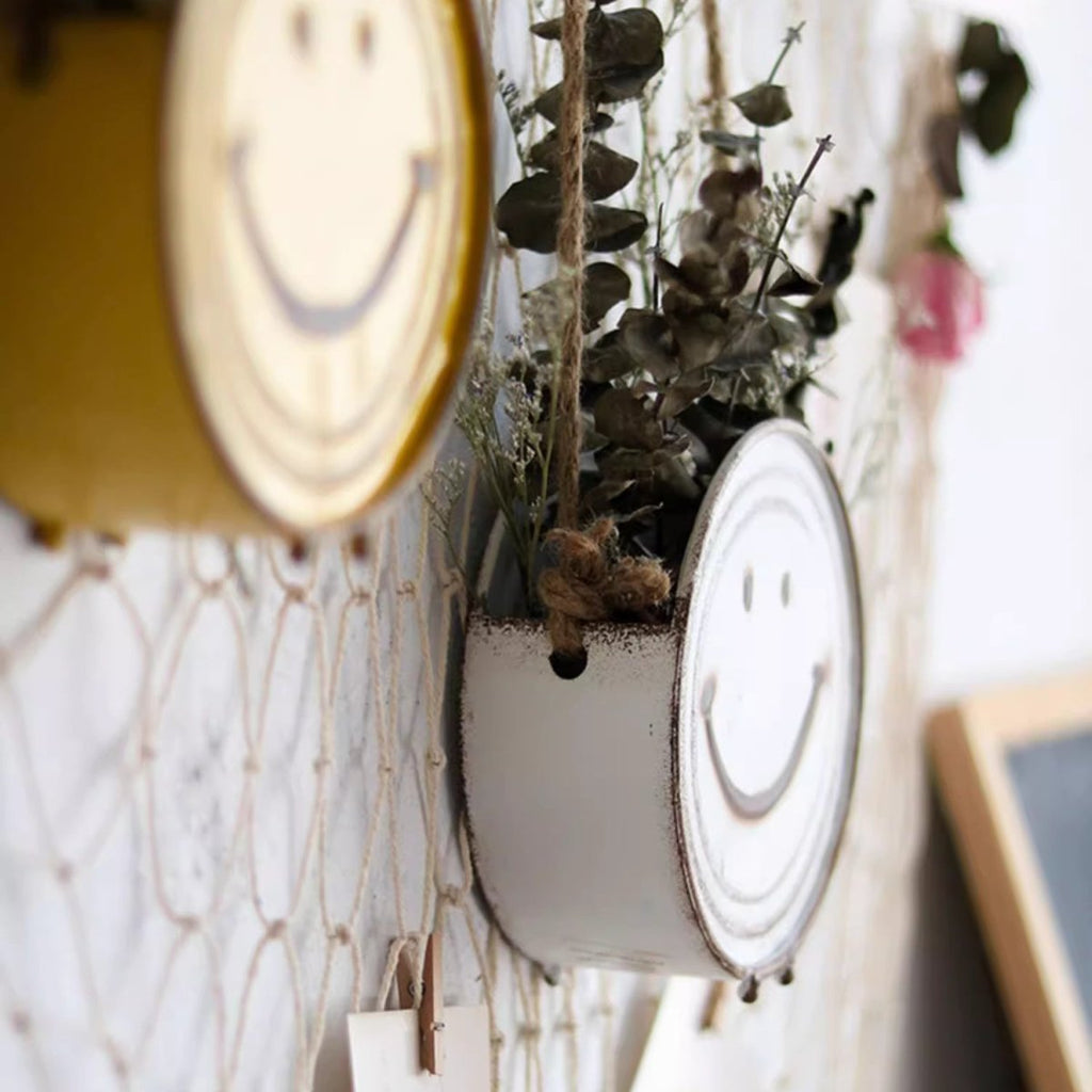 Happy Face Metal Hanging Planter
