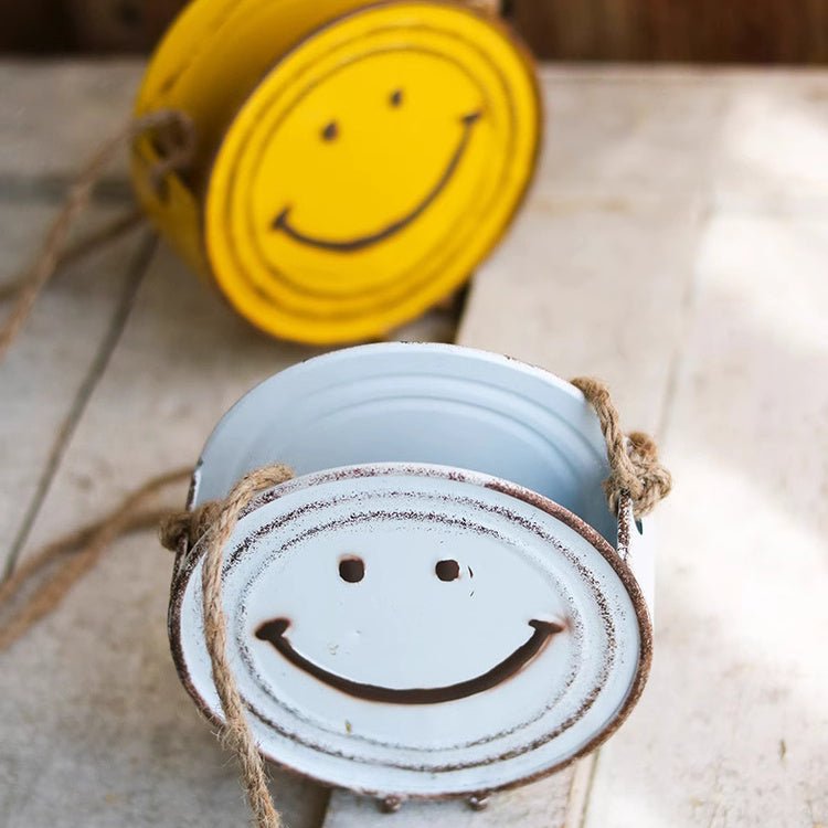 Happy Face Metal Hanging Planter