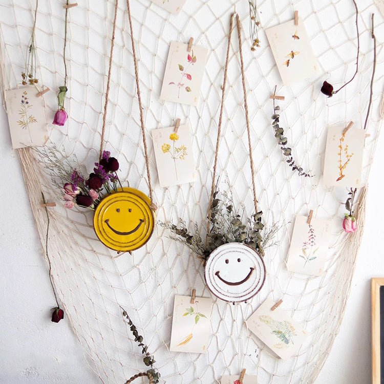 Happy Face Metal Hanging Planter