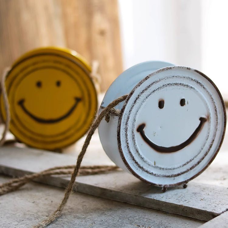 Happy Face Metal Hanging Planter