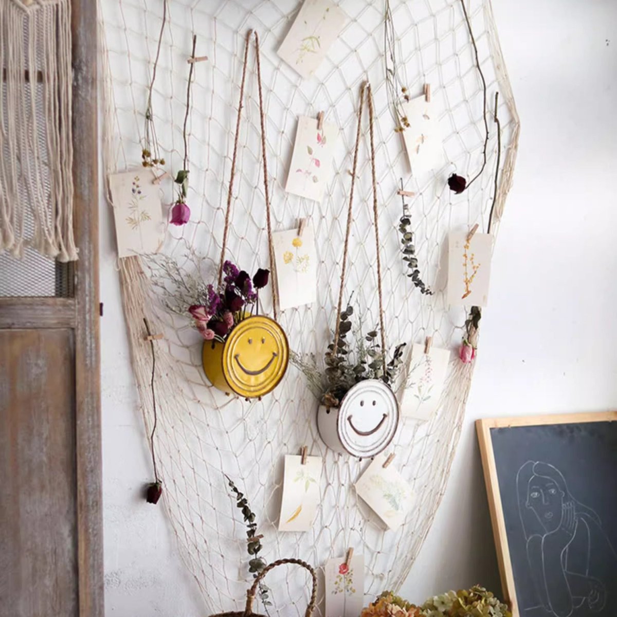 Happy Face Metal Hanging Planter